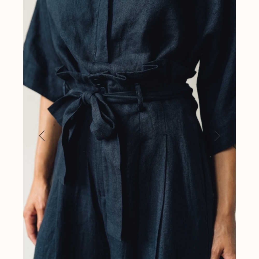 7115 By Szeki Pleated Linen Trouser Wide Leg Culotte S - Picture 5 of 16